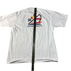 Vintage Crazy Shirt Laguna Beach Mens Size Large White Sailboat Graphic Print