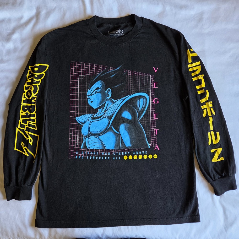 Dragon Ball Z Vegeta Super Saiyan 90’s Anime Black L Long Sleeve Graphic T-Shirt