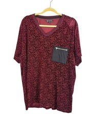 Colorful Burnout Velvet Top 2XL Red Boho Indie Grunge Skater Neutral Festive 90s