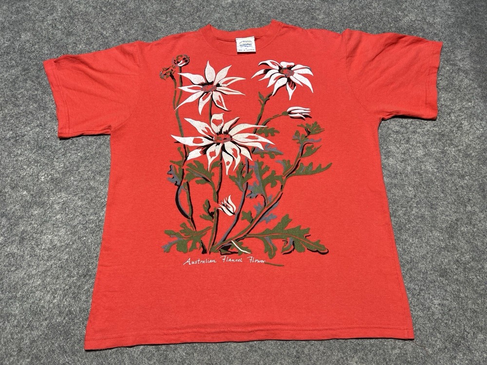 Vintage Medium Everything Australian Flannel Flower Red Shirt Cotton