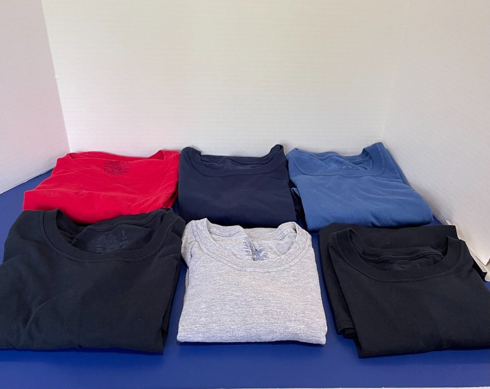 6 Men’s Fruit of the Loom Size Small Tucked Crew T-Shirts Assorted Colors