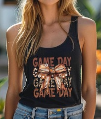 Football Bow Game Day Tank Top: Trendy Sports Mama Tee