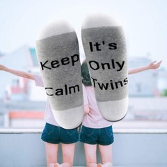 2 Pairs Mid Calf Funny Pregnancy Announcement Socks Keep Calm It’s Only Twins