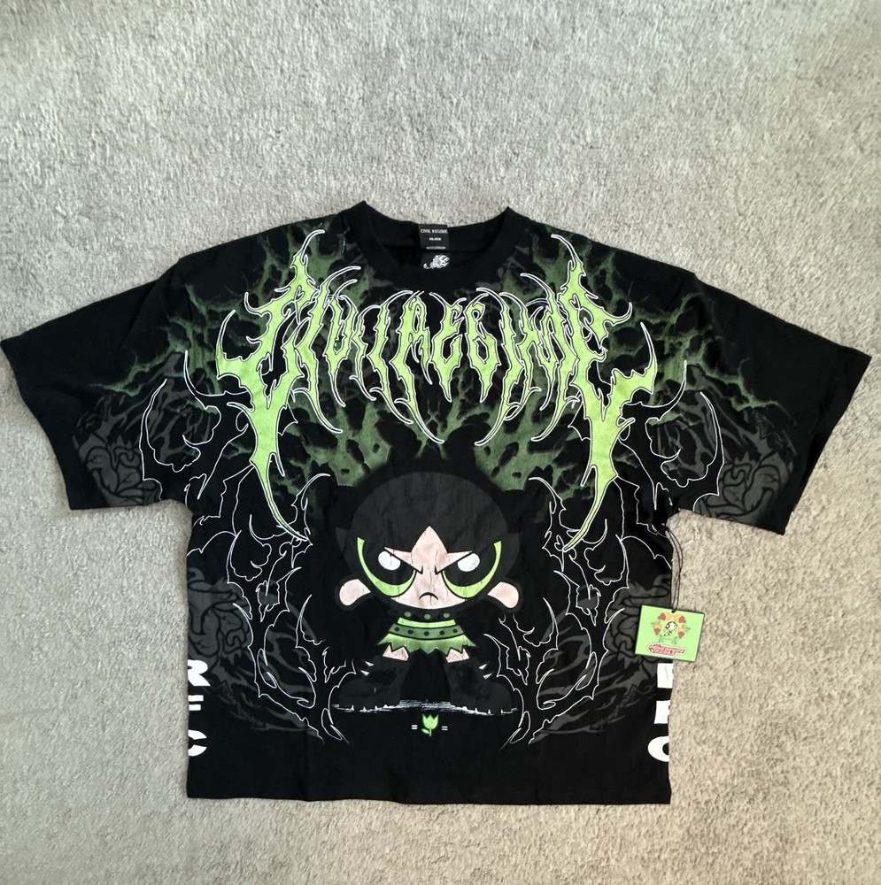 Civil Regime Powerpuff Girls Buttercup Thorn Rush 199X Tee Black Mens 2XL
