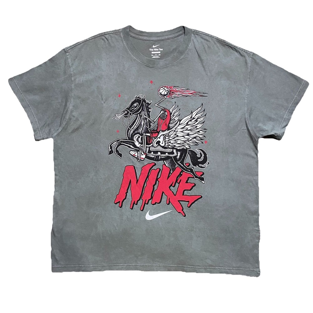 Nike Max90 Skeleton Rider Men’s Pewter Gray T-Shirt XXL Loose Fit Gym Sport NWT