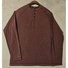 Public Rec Henley Mens Medium Burgundy Maroon Long Sleeve Pima Cotton Blend