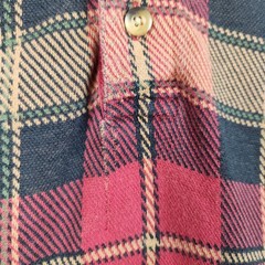 Vintage Dockers Flannel Henley Shirt Men’s XL Red/Yellow Plaid USA Made Grunge