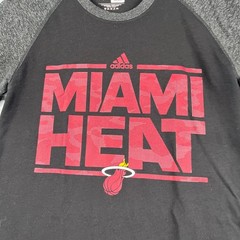 Miami Heat T Shirt Adidas Ultimate Medium Black Gray Graphic Print Logo Mens