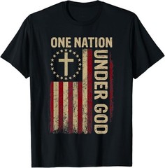 One Nation Under God Flag 4th of July Patriotic Christian T-Shirt