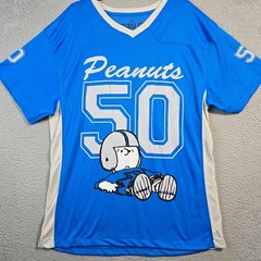 Snoopy Peanuts Football NFL Jersey Shirt Mens XL Blue Charlie Brown 50 NWT