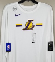 NIKE LOS ANGELES LAKERS NBA TEAM ISSUED LS SHIRT WHITE RARE NEW NWT (SIZE 3XL)