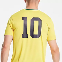 Brasil Soccer Football T-Shirt Yellow # 10 Brazil Flag Logo Medium Athletic Tee