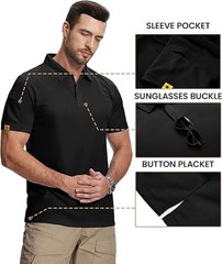 Mens Tactical Quick Dry Polo T-Shirt Combat Short Sleeve Team Work Casual Shirt