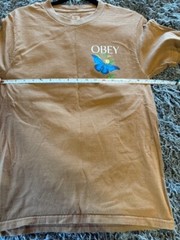 Obey T-Shirt Adult Small Blue Butterfly’s Graphic Tee Brown Quality Dissent EUC
