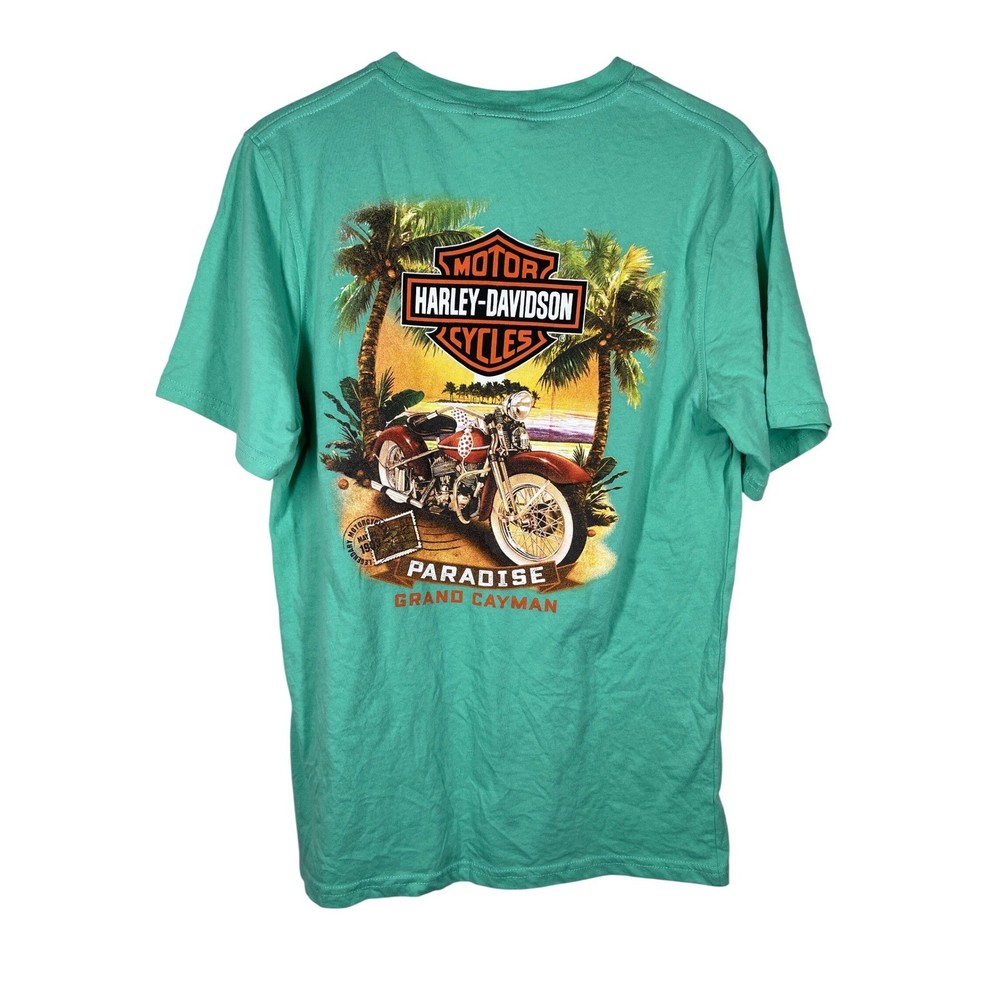 Harley-Davidson Grand Cayman Paradise Graphic T-Shirt Green Mens Medium