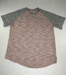 CSG Mens T-Shirt Pink-Gray Heathered Crew Neck Raglan Short Sleeve XL