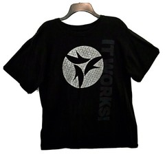 It Works Adult Size Large Black Steel Diamond Metallic Plate Cotton Logo T-Shirt