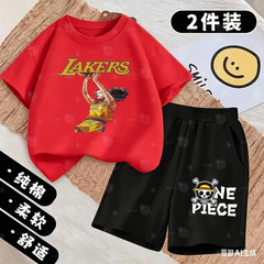 One Piece Anime Character Lakers Basketball Jersey Kids T-Shirt Set, Cool Sports