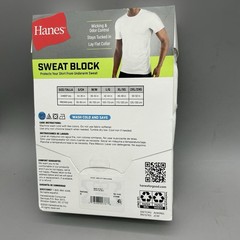 Hanes Mens Short Sleeve White T-Shirts 3 Pack Sweat Block Size Medium New