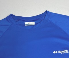 Columbia PFG Terminal Tackle Long Sleeve Shirt Mens M Blue USA Flag Triangle