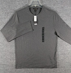Banana Republic Men’s Large Luxe Touch Performance Tee Long Sleeve Charcoal NWT