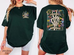 Retro Skeleton Peace Sign T-Shirt Floral Graphic Graphic Tee Vintage Style Gift