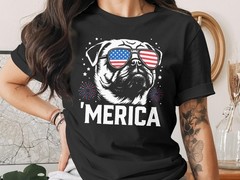 Patriotic Pug Shirt 4th of July Dog Lover Graphic Tee