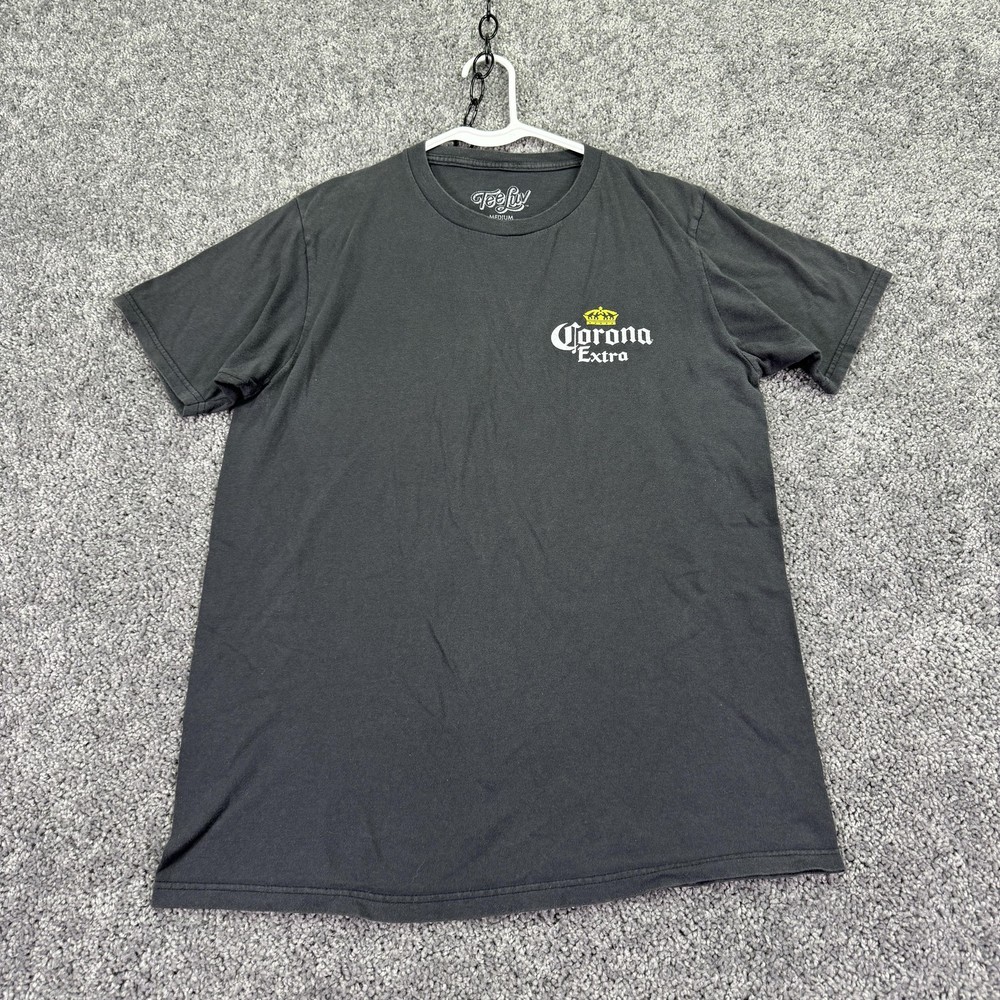 Corona Extra Shirt Mens Medium Gray Black Tee Luv Graphic Beer Bottle Tee Logo