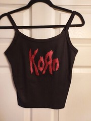 Korn crop top korn Shirt korn tank top red glitter vinyl numetal crop xs to 2xl
