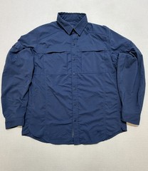 REI Sahara Shirt Men’s Large Blue Stretch Button Up Quick Drying Hiking Nylon
