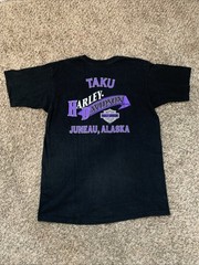 Vintage 95 Single Stitch Alaska Wildlife Flame Harley Davidson USA Made Shirt XL