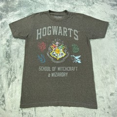 Harry Potter Hogwarts Shirt Small Gray School Of Witch Graphic Tee Wizarding