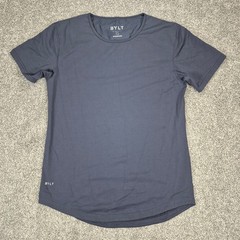 BYLT Wide Neck Lux Tee Shirt Mens Large Navy Blue Short Sleeve