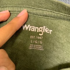 Wrangler T-Shirt Mens Large Heather Green Graphic Regular Fit Everyday Wear