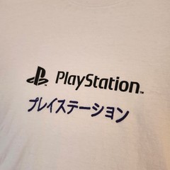 PlayStation Men’s Large Graphic T-Shirt Japanese Katakana Logo Crew