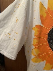Hand Painted Sunflower Art Single Stitch T Shirt OOAK PUFF PAINT SPLATTER XL NOS