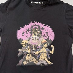 Uniqlo Shirt Mens Large Black One Piece Luffy Law Anime Graphic T-Shirt Tee