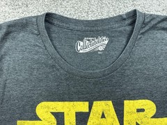 Star Wars Shirt Mens Large Charcoal Gray Yellow Logo Graphic Tee Old Navy Movie