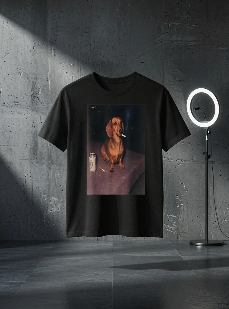 Unisex Funny Smoking Dachshund Cigarette Beer Gen Z Graphic T Shirt Gift