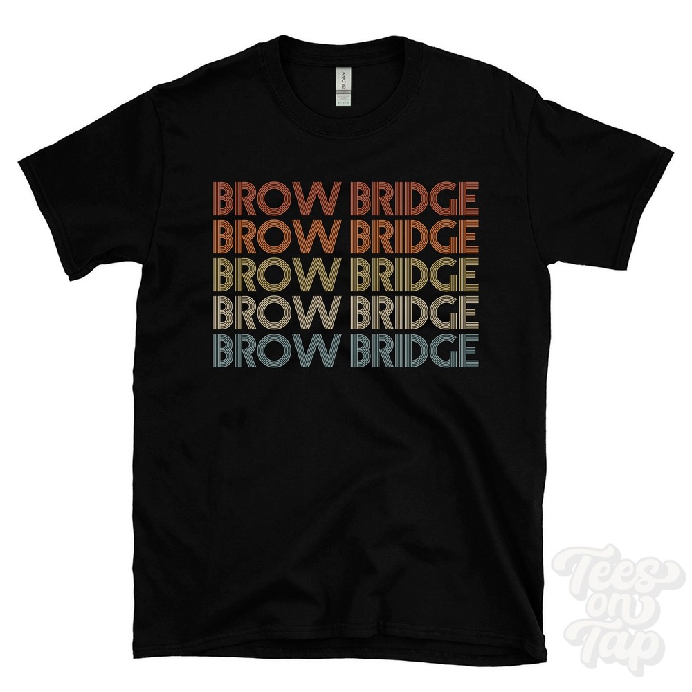 BROW BRIDGE REPEATED RETRO STYLE T-SHIRT mens & womens uk place name gift