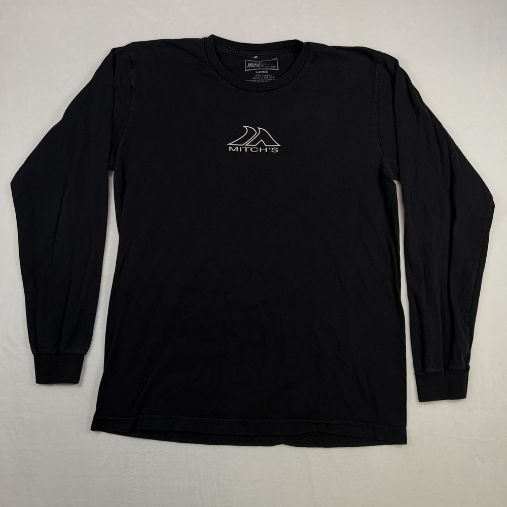 Mitch’s Surf Shop Men’s Long Sleeve Graphic T-Shirt Size Large Black Classic
