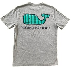 Vineyard Vines Football Field Green Whale Gray Graphic SS T-Shirt Men’s Size S