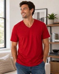 Goodfellow Every Wear V-Neck T-Shirt Men’s XL Red Velvet NWT Cotton Blend Tee