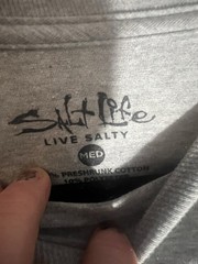 Salt Life Hook Line And Sinker long sleeve Pocket t shirt Medium Gray NWT