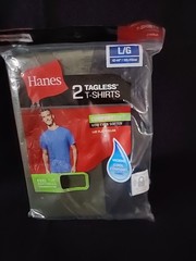 Hanes Mens 2Pk Cool Comfort Wicking Tagless Large – Choose Color Blue Or Green