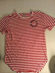 Men’s Basic Casual Essential Cotton Striped Tshirt Oversized Size Small Red