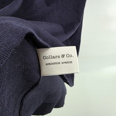 Collars & Co Cotton Silk T-Shirt Men’s Large Navy Blue Luxury Touch Minimalist
