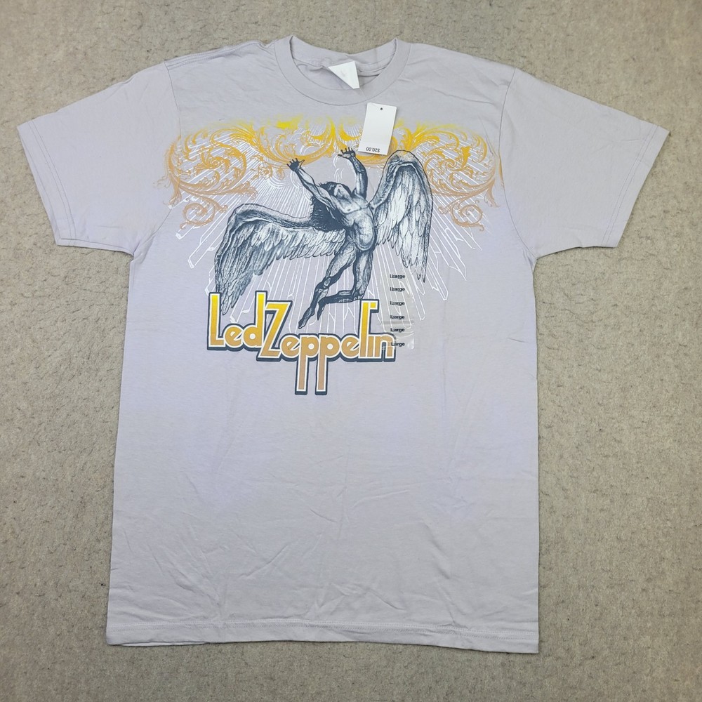 Led Zeppelin Bay Island Sportswear T Shirt Size L Gray Short Sleeve NEW