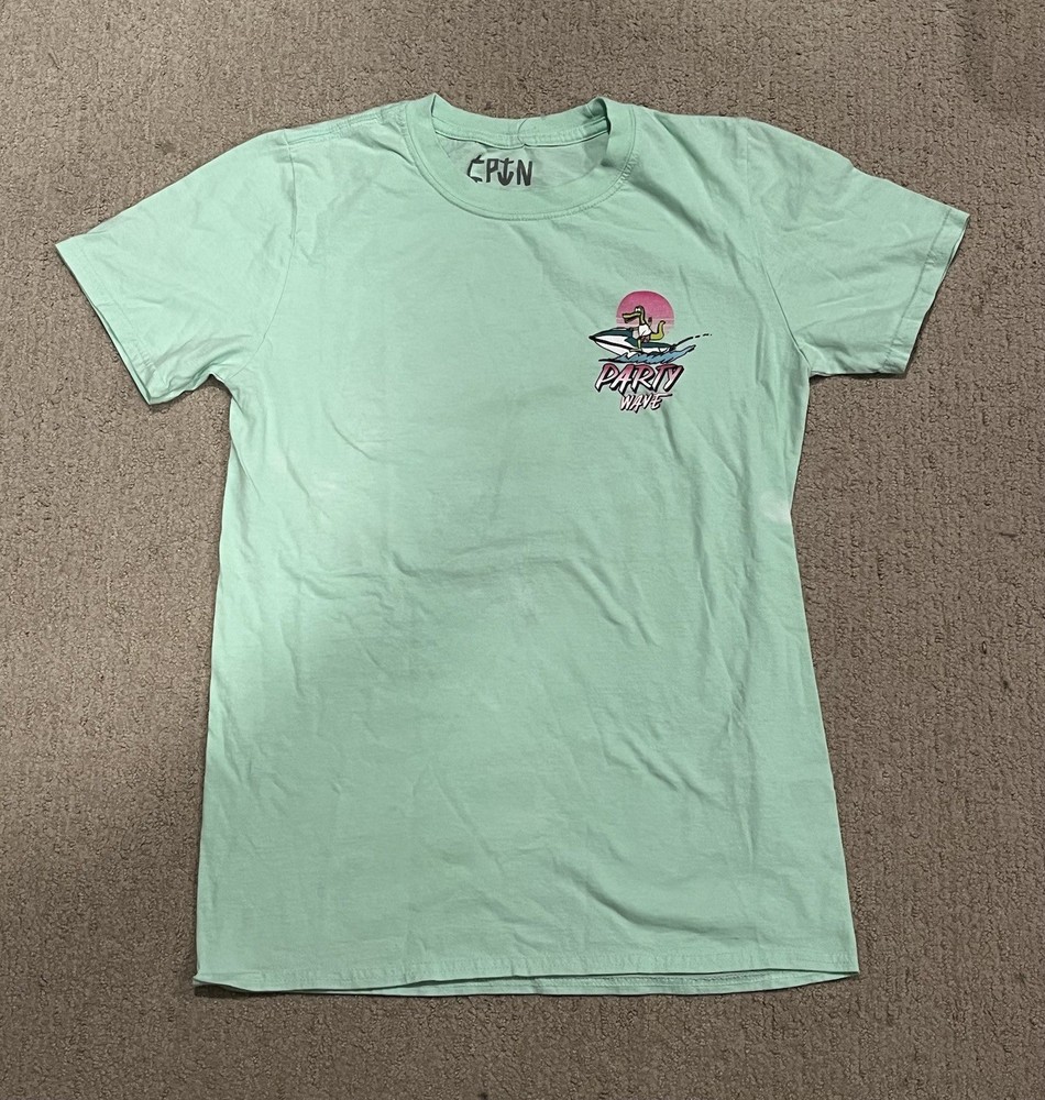 Cptn Party Wave T Shirt – Green Mens Size Small New Without Tag