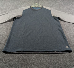 LL Bean Shirt Mens Medium Gray Blue Crew Wool Blend Fleece Lined Long Sleeve